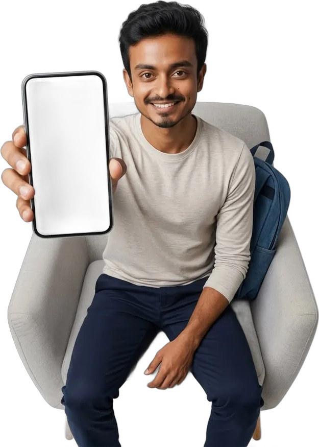 Man holding up a phone